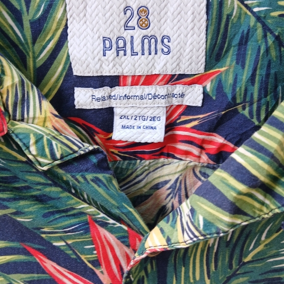 28 PALMS HAWAIIAN 2XL SHIRT Casual dress button-up bird of paradise Multicolor - Picture 8 of 8